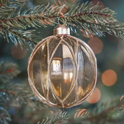 Transparent Gold Christmas Bauble With Glitters