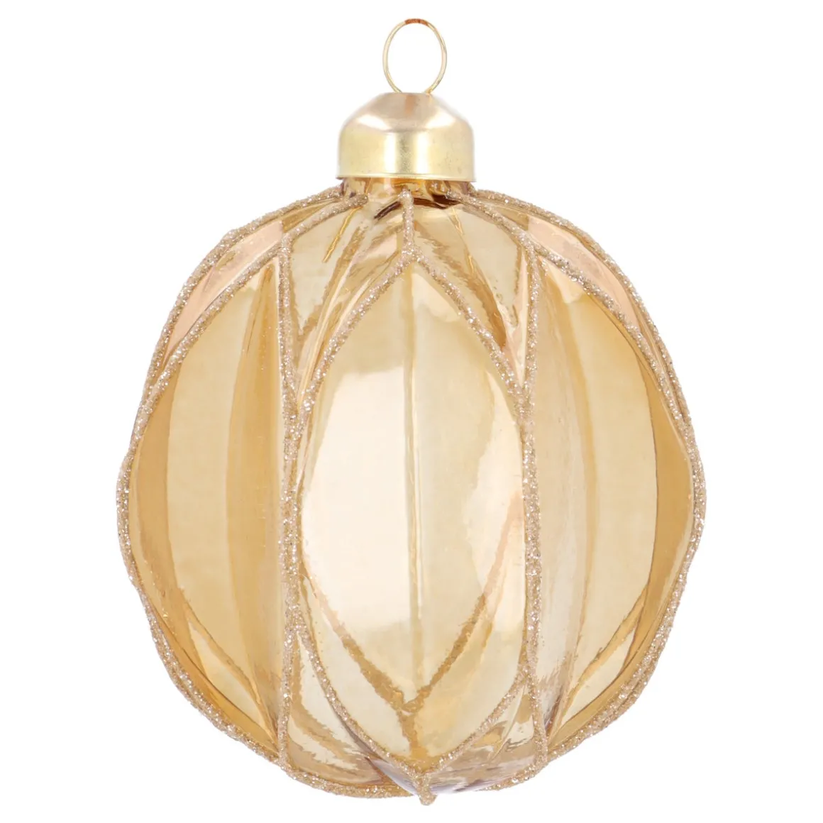 Transparent Gold Christmas Bauble With Glitters