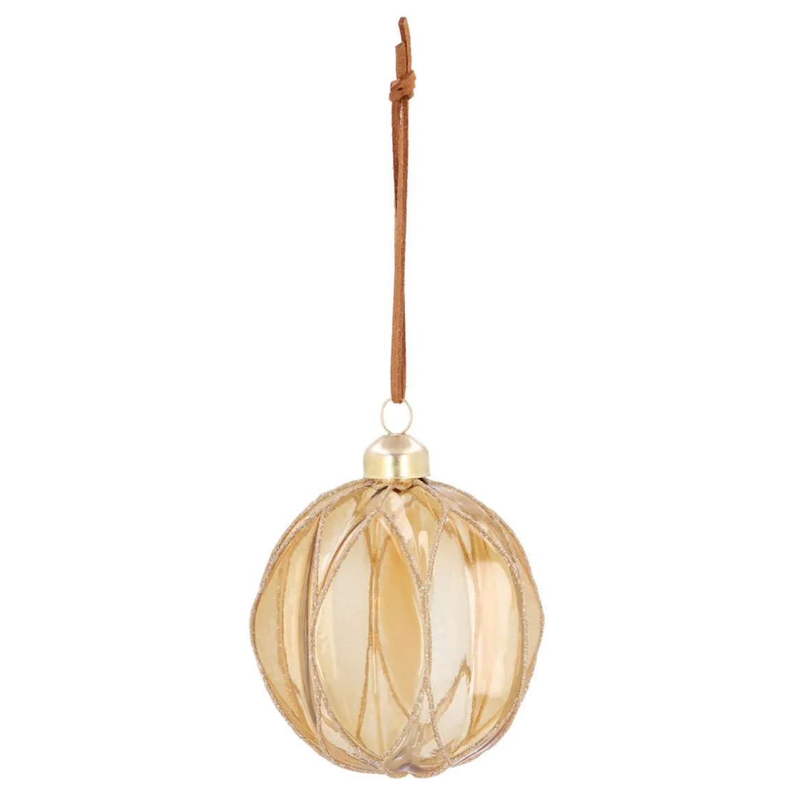 Transparent Gold Christmas Bauble With Glitters
