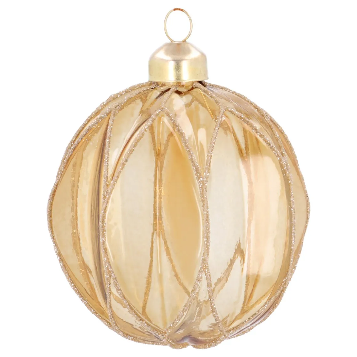 Transparent Gold Christmas Bauble With Glitters