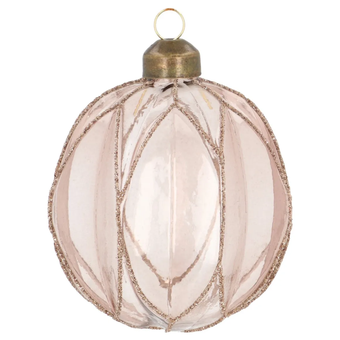 Transparent Taupe Christmas Bauble With Glitters