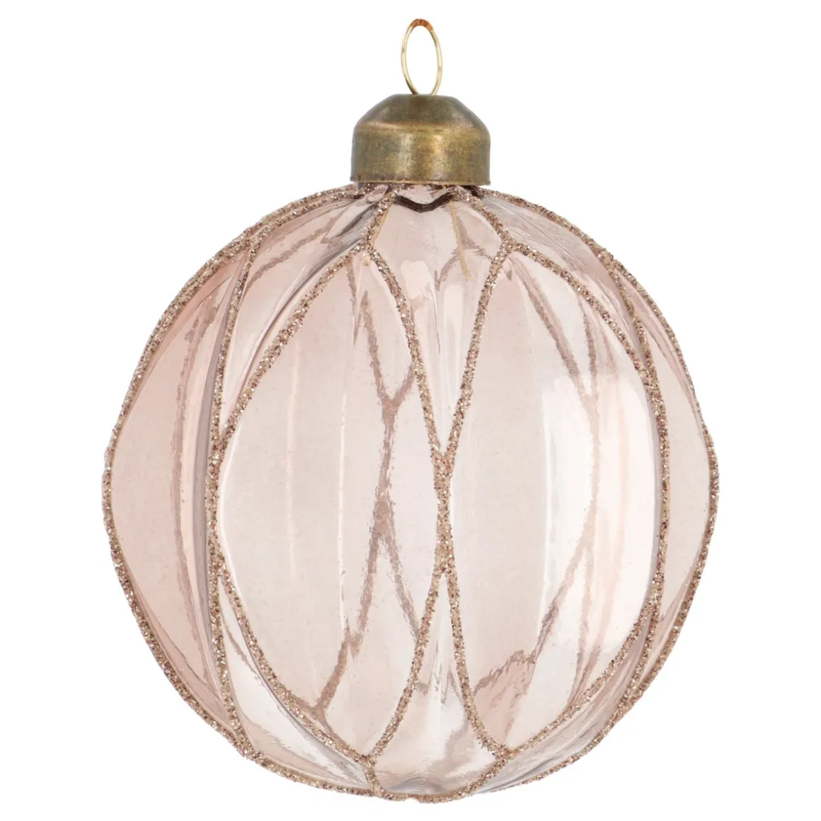 Transparent Taupe Christmas Bauble With Glitters
