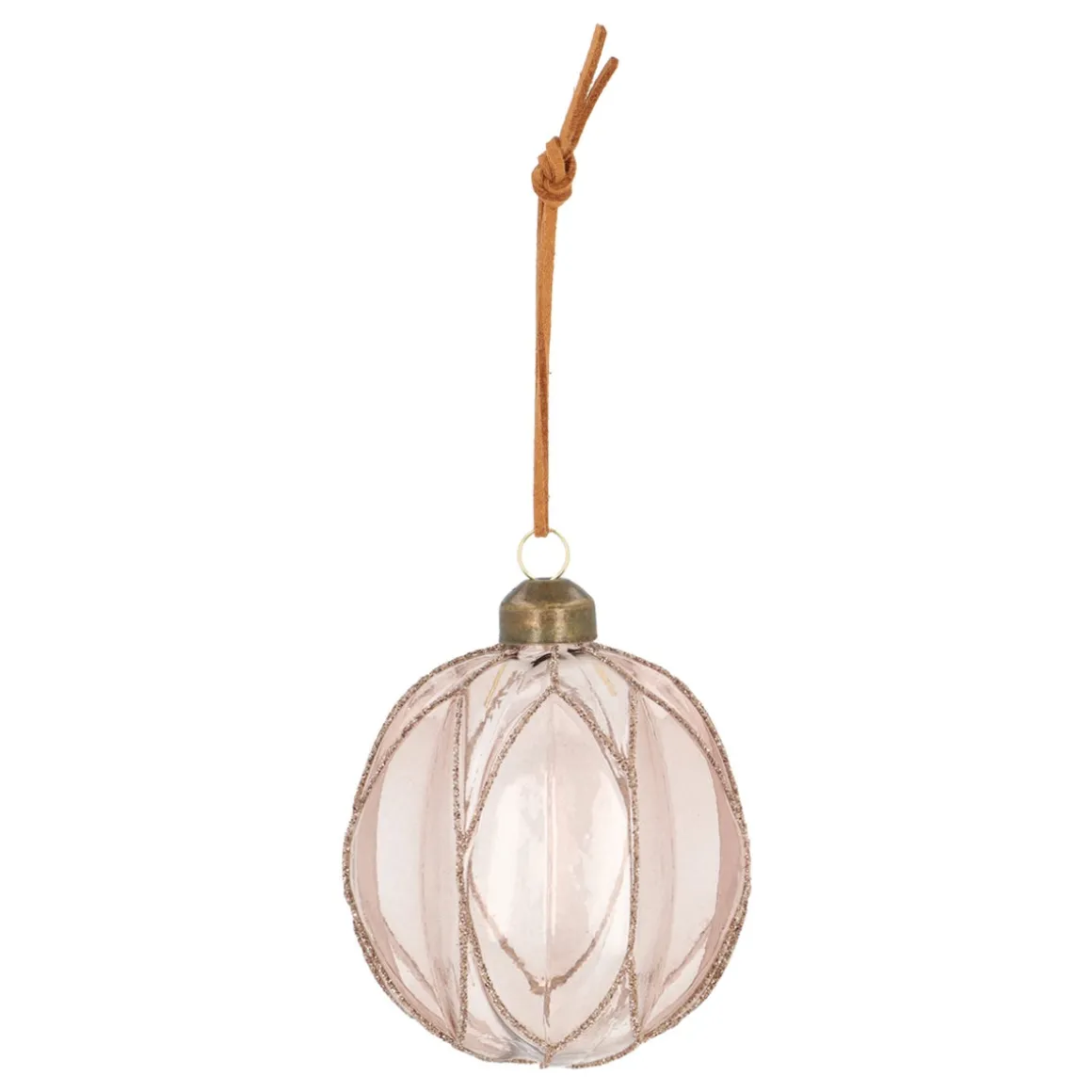 Transparent Taupe Christmas Bauble With Glitters