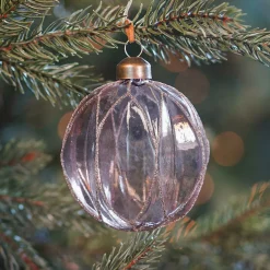 Transparent Taupe Christmas Bauble With Glitters