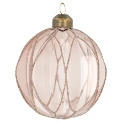Transparent Taupe Christmas Bauble With Glitters