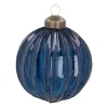 Trendy Blue Christmas Bauble With Lantern Relief