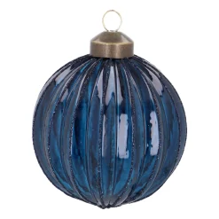 Trendy Blue Christmas Bauble With Lantern Relief