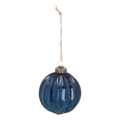 Trendy Blue Christmas Bauble With Lantern Relief