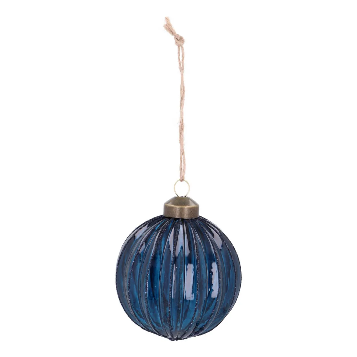 Trendy Blue Christmas Bauble With Lantern Relief