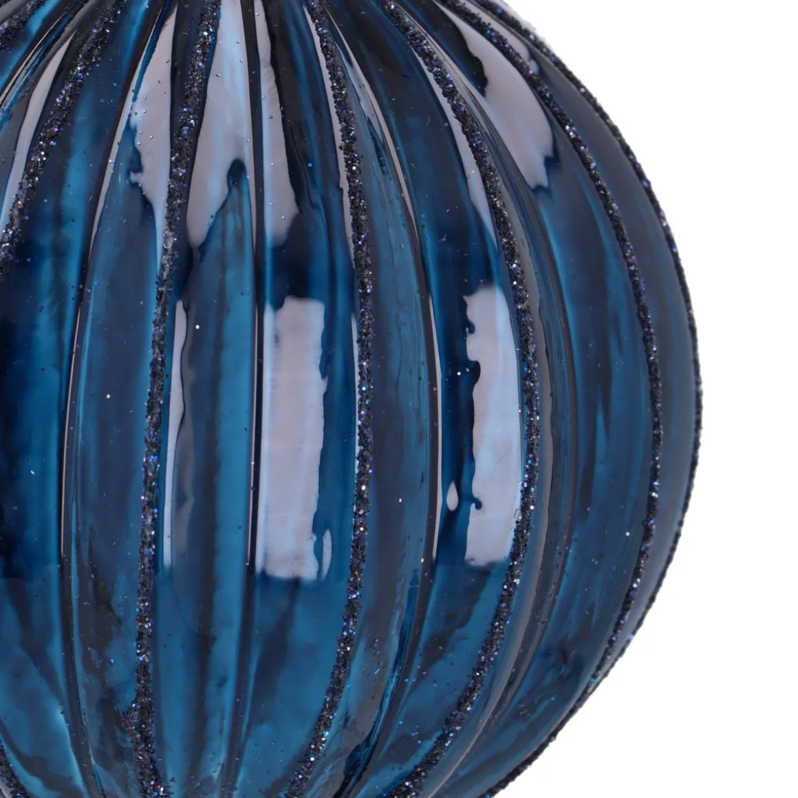 Trendy Blue Christmas Bauble With Lantern Relief
