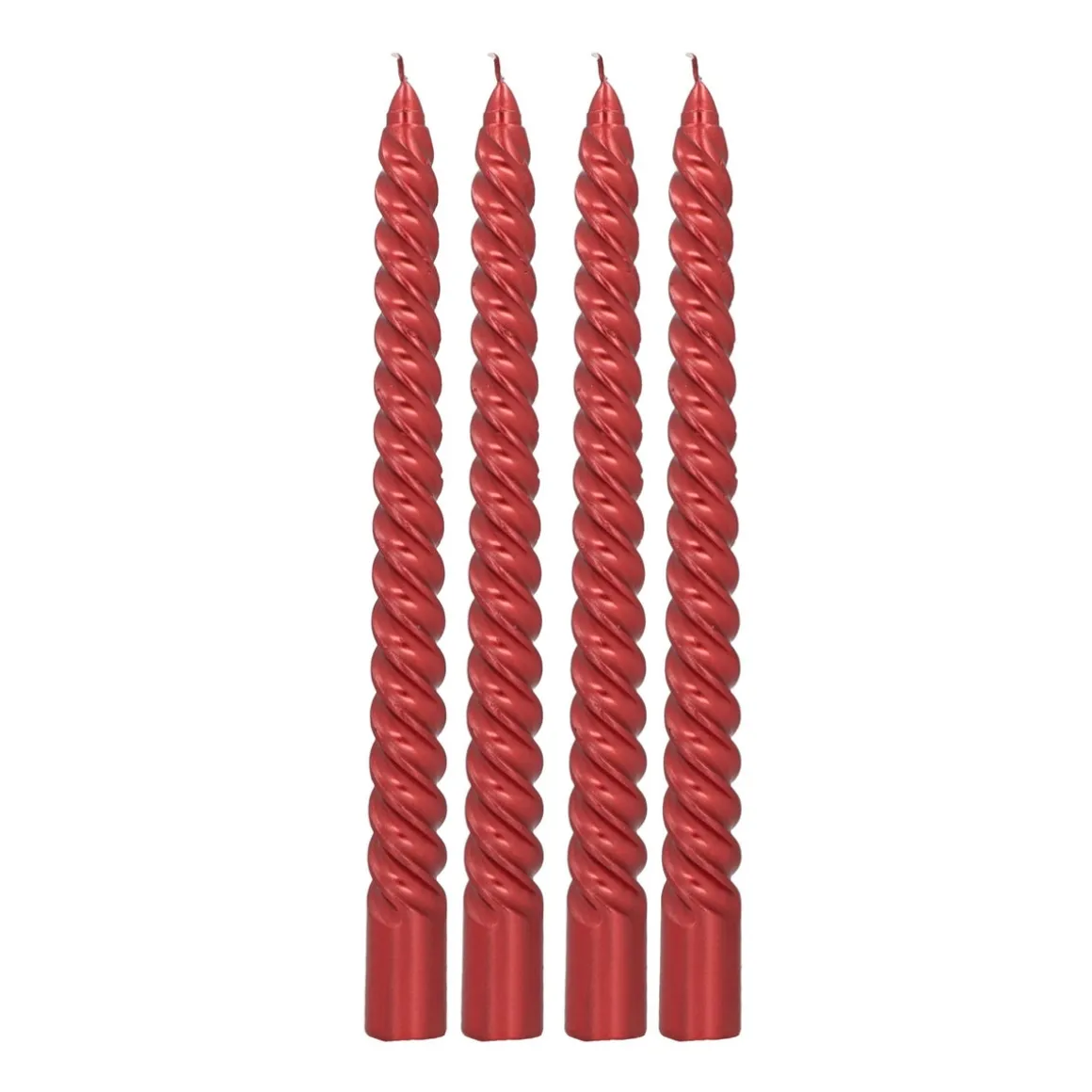 Twisted Red Dinner Candles (set Of 4)