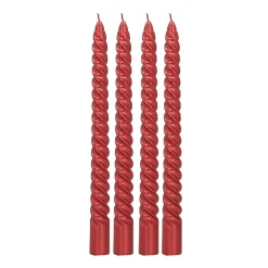 Twisted Red Dinner Candles (set Of 4)