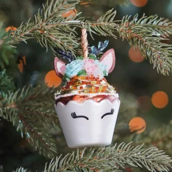 Unicorn Cupcake Christmas Ornament | Glass | 11 Cm