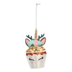 Unicorn Cupcake Christmas Ornament | Glass | 11 Cm