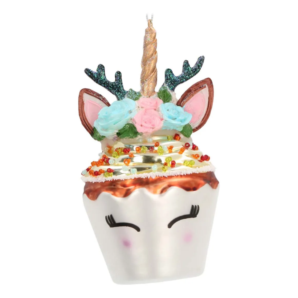 Unicorn Cupcake Christmas Ornament | Glass | 11 Cm