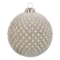 Unique Glass Bauble With Relief 10 Cm Antique Silver