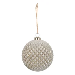 Unique Glass Bauble With Relief 10 Cm Antique Silver