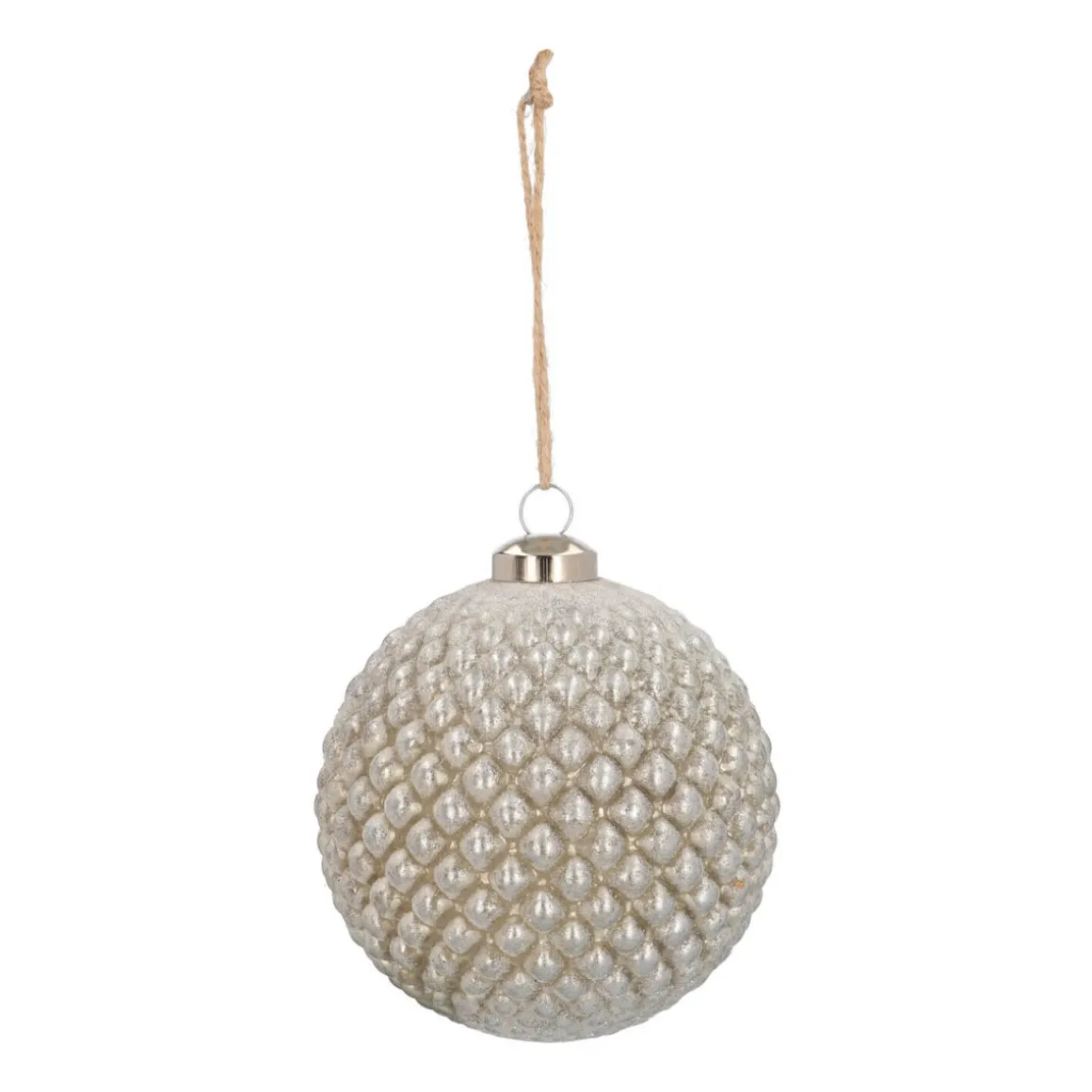 Unique Glass Bauble With Relief 10 Cm Antique Silver