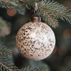 Unique Glass Christmas Bauble Ice Droplets 8cm Light Gold