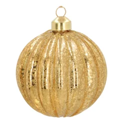 Unique Glass Christmas Bauble Lampion 8cm Light Gold