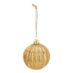 Unique Glass Christmas Bauble Lampion 8cm Light Gold