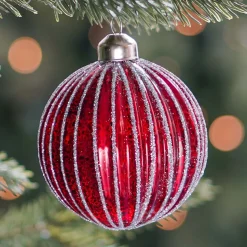 Unique Glass Christmas Bauble Lampion 8cm Red