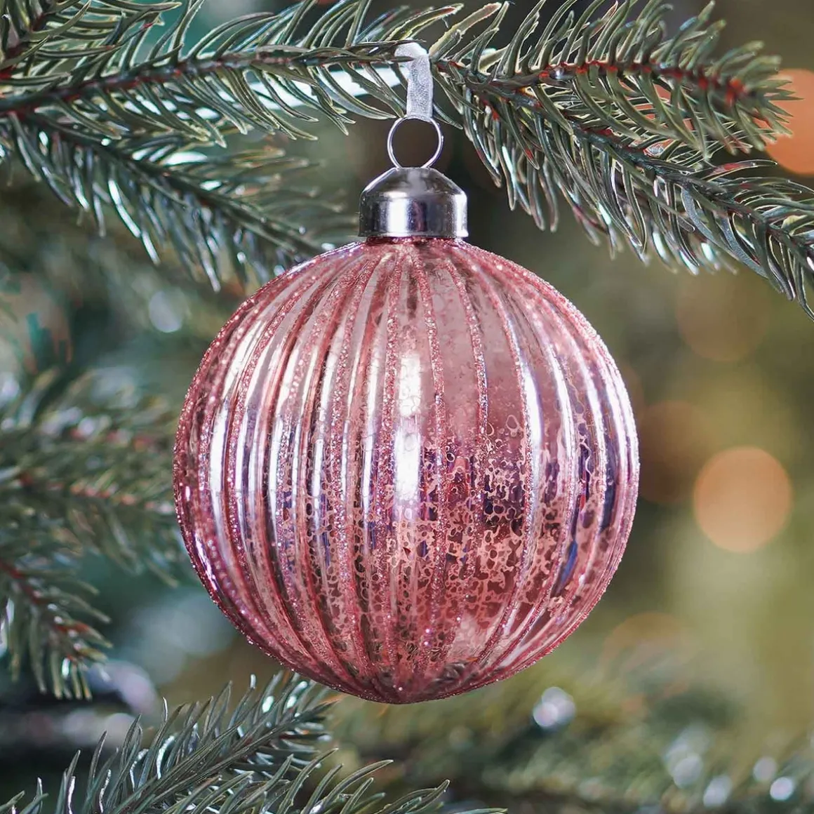 Unique Glass Christmas Bauble Lampion 8cm Pink