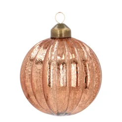 Unique Glass Christmas Bauble Lampion Craquelure 8cm Copper