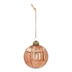 Unique Glass Christmas Bauble Lampion Craquelure 8cm Copper