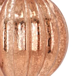 Unique Glass Christmas Bauble Lampion Craquelure 8cm Copper