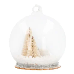 Unique Glass Christmas Bauble With Polar Bear 9 Cm White