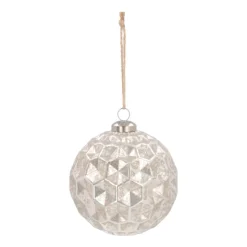 Unique Glass Christmas Bauble With Hexagons 10 Cm Champagne