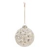 Unique Glass Christmas Bauble With Triangles 9 Cm Champagne