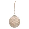 Unique Glass Christmas Bauble With Relief 10 Cm Champagne