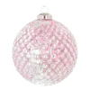 Unique Glass Christmas Bauble With Relief 10 Cm Pink