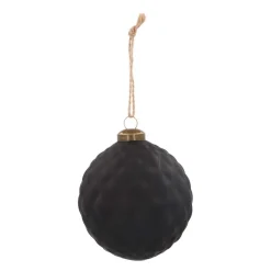 Unique Glass Christmas Bauble With Squares 10cm Black