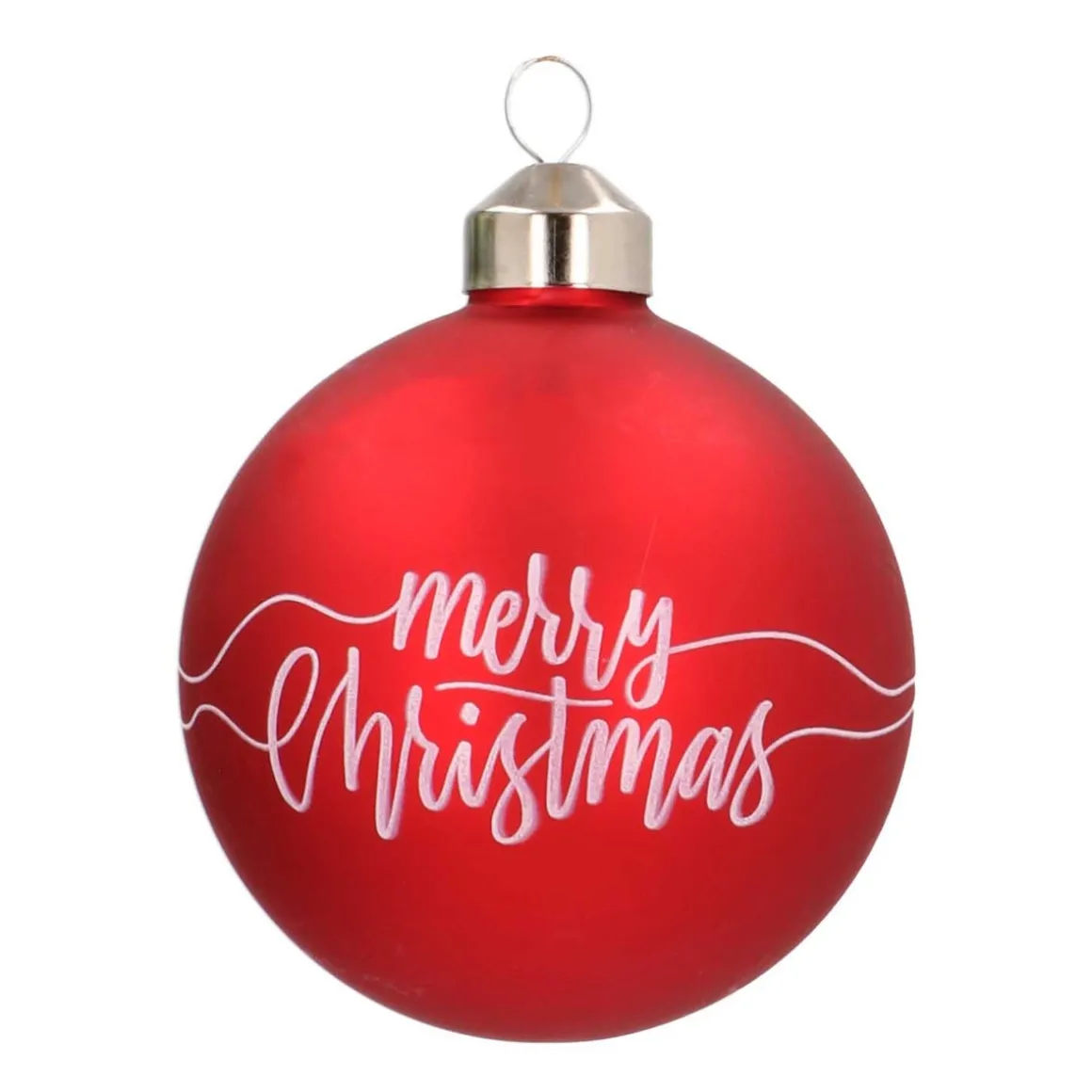 Unique Glass Christmas Bauble "Merry Christmas" 8cm Red