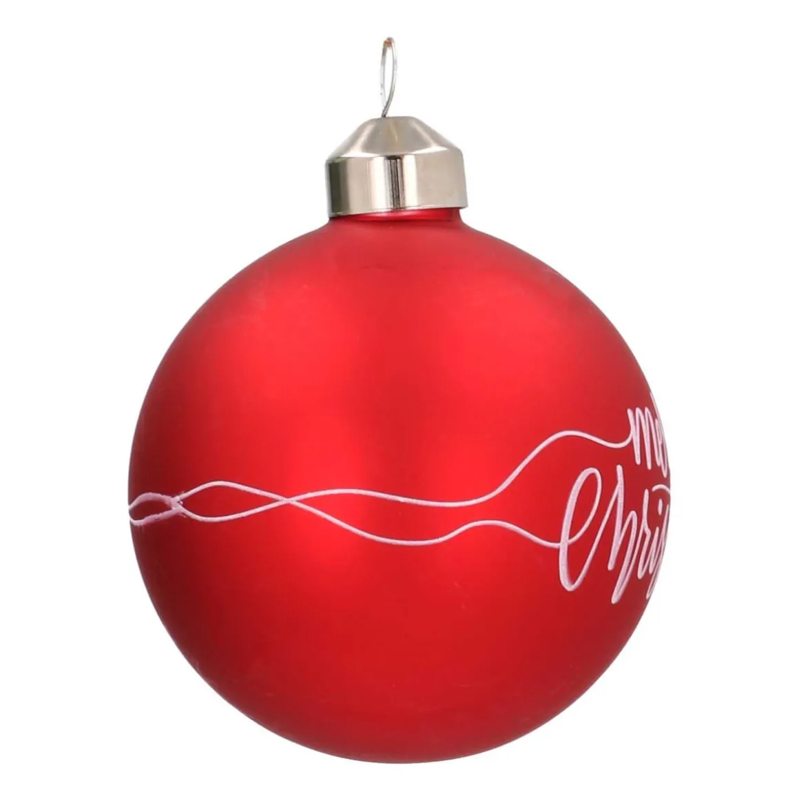 Unique Glass Christmas Bauble "Merry Christmas" 8cm Red