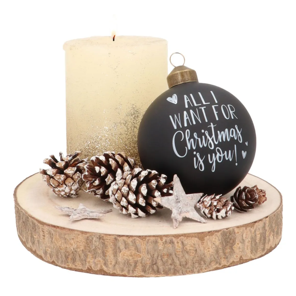 Unique Glass Christmas Bauble "All I Want For Christmas" 8cm Black