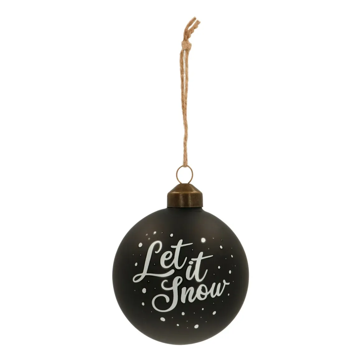 Unique Glass Christmas Bauble "Let It Snow" 8cm Black