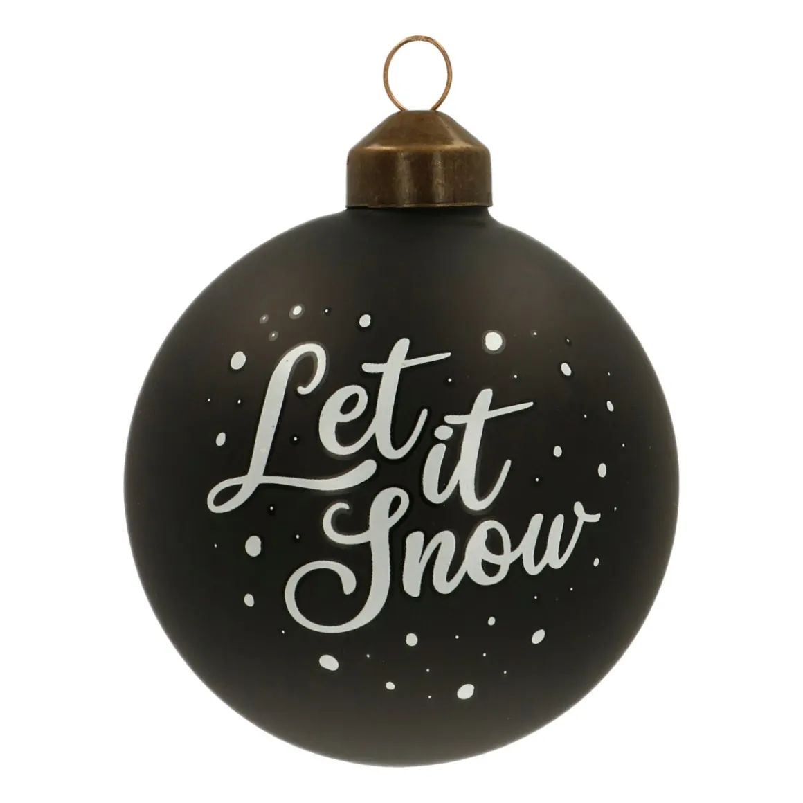 Unique Glass Christmas Bauble "Let It Snow" 8cm Black