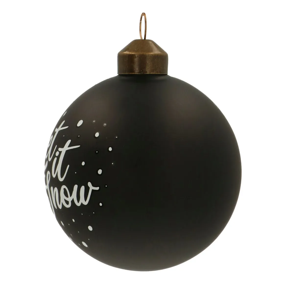 Unique Glass Christmas Bauble "Let It Snow" 8cm Black