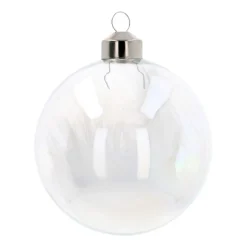 Unique Glass Christmas Bauble With Feathers 8cm White