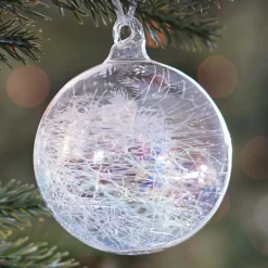Unique Glass Christmas Bauble Wire Mesh 8cm Transparent
