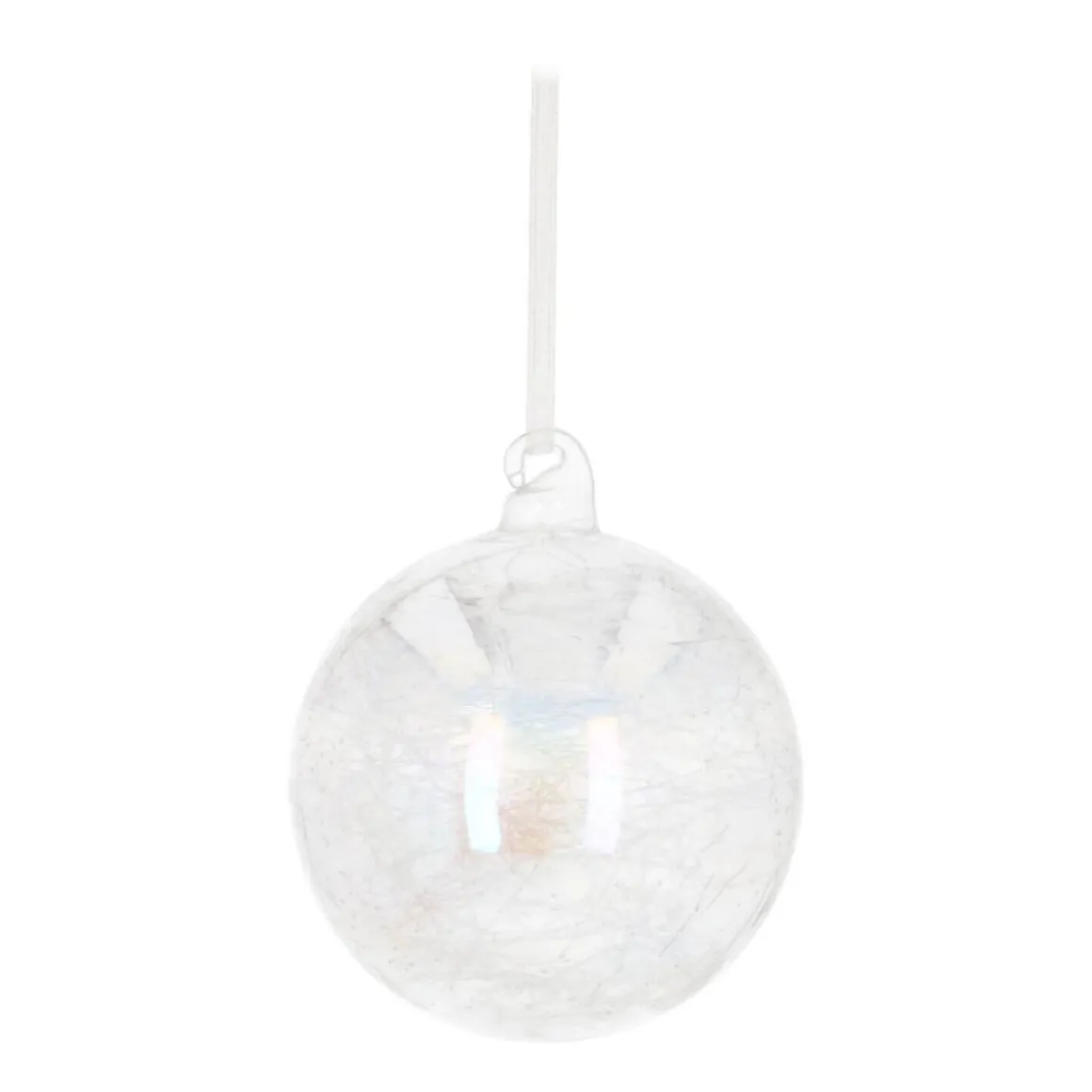 Unique Glass Christmas Bauble Wire Mesh 8cm Transparent