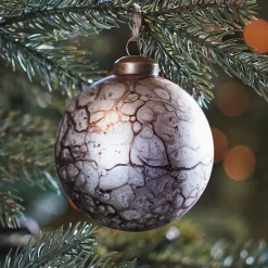 Unique Glass Christmas Bauble Hydro Dipping 8cm Bronze