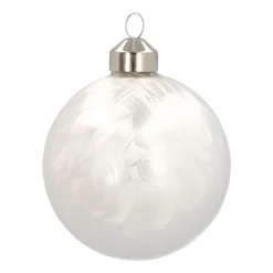Unique Glass Christmas Bauble Ice Effect 8cm White