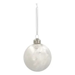 Unique Glass Christmas Bauble Ice Effect 8cm White