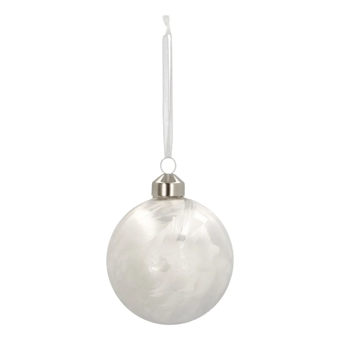 Unique Glass Christmas Bauble Ice Effect 8cm White