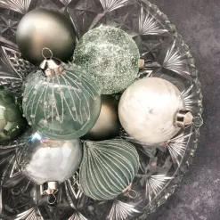 Unique Glass Christmas Bauble Ice Effect 8cm White